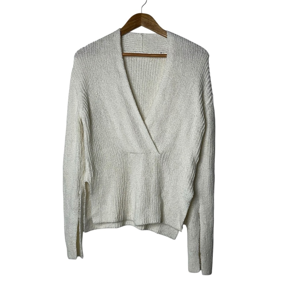 A.L.C. Cream Faux Wrap Deep Vneck Knit Sweater